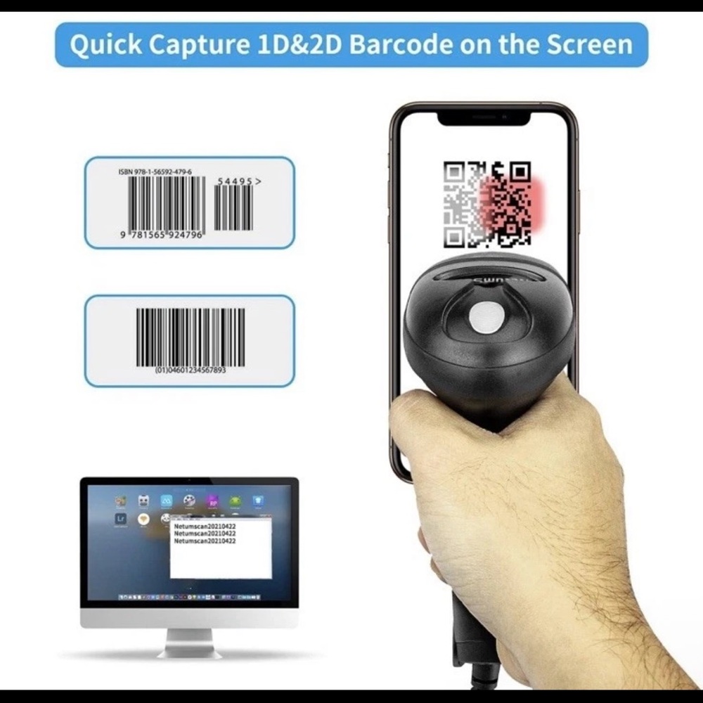 NetumScan Black Wireless Barcode Scanner - Picture 4 of 5